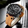 B RAY 9009 Big Dial Sport Watch Men Waterproof Outdoor Military Chronograph Quartz Leather Watch Army Male Clock